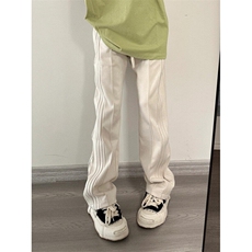 【有货】K034CC-P42麂皮绒条纹休闲卫裤垂感直筒阔腿休闲裤子，男装休闲裤，星座1007（原301D）