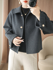 2025年秋季羊毛圆领绵羊毛长袖通勤，女装毛呢外套，众策羊绒