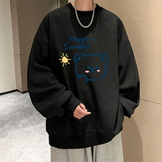 华夫格卫衣圆领卫衣男大码长袖t恤男外套HW76309-P30加绒款-P40，男装卫衣，电商A040