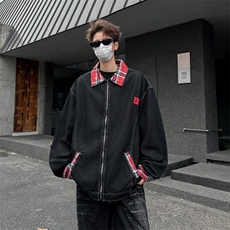 美式格子牛仔外套男春2026新款设计感vintage夹克上衣潮W6471-P67，男装夹克，星座412-2
