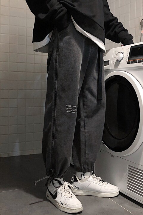 春夏2021牛仔裤港风新款牛仔裤宽松九分裤1008-M83,男装牛仔裤,星座1008