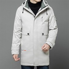 中年男连帽中长款羽绒服男冬装外套白鸭绒爸爸装XXA7022-6-P355，男装羽绒服，电商B212（原钱塘6029）