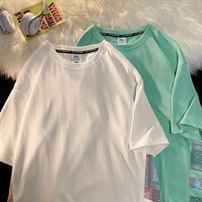 夏季短袖男简约ins潮牌特色纯宽松拼接满印T恤男装MT3537-P52，男装T恤，星座717