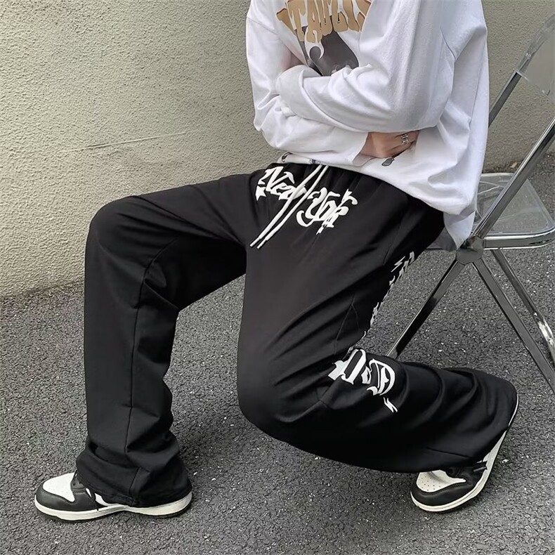 男秋季新款港风休闲裤字母印花休闲裤TK254P32,男装休闲裤,星座1116-2