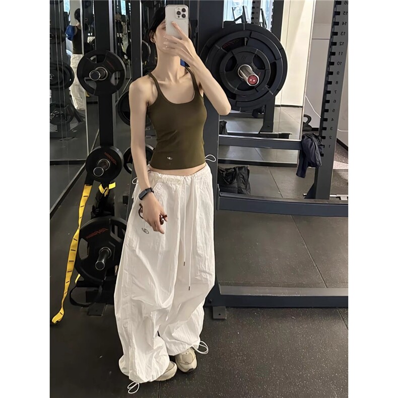 草莓熊classmate美式廓形降落伞工装裤抽绳宽松皱褶口袋休闲裤,男装工装外套,星座1210-1