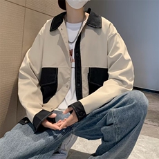 夹克男韩版潮流拼色港风潮流2023秋冬季新款ins宽松外套W3658-P50，男装夹克，星座412-3