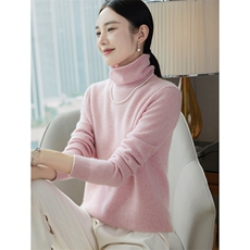 秋冬季35%羊绒简约休闲百搭时尚七针堆领羊绒衫，女装羊绒衫，云暖羊山羊绒
