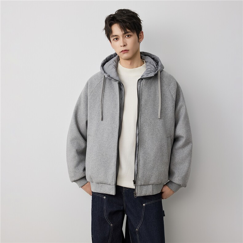 90白鸭绒羽绒服冬季男休闲连帽外套宽松休闲百搭假两件外套W5912,男装羽绒服,电商D215