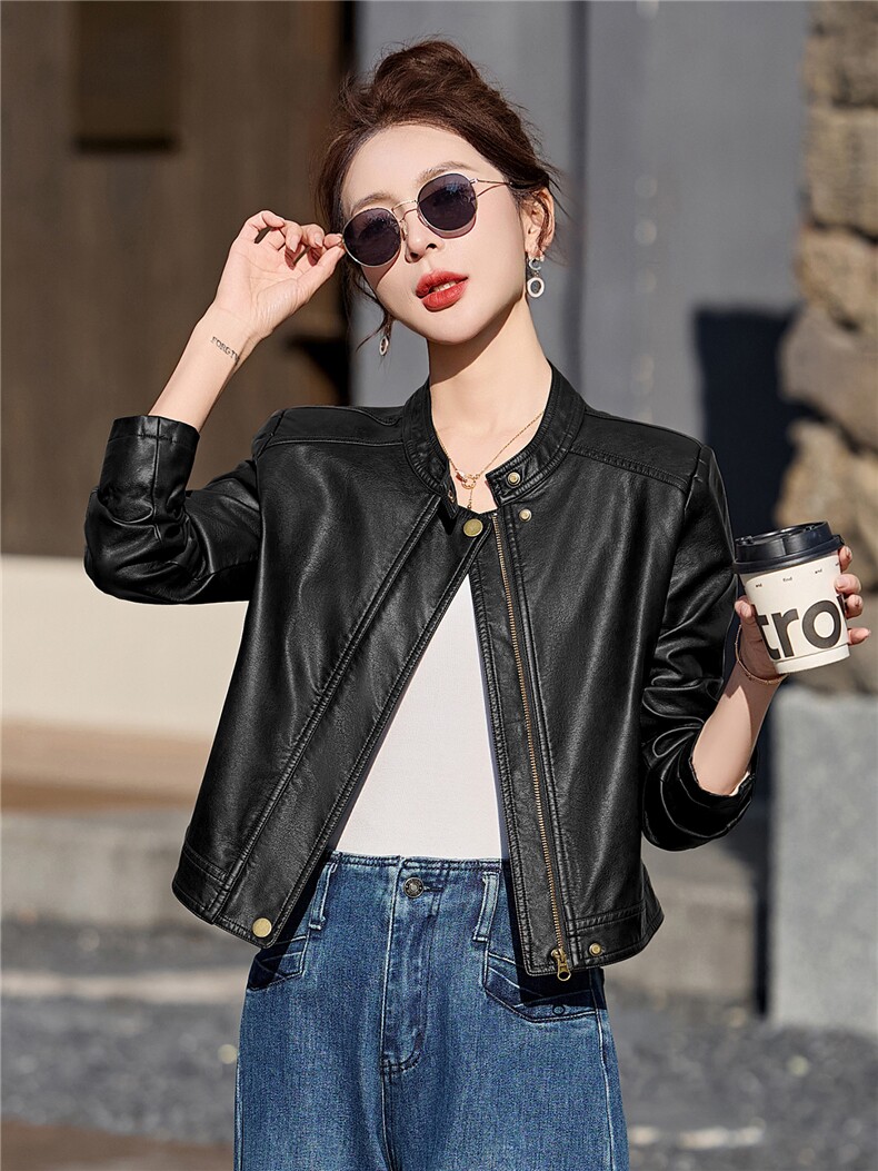 2026年春季新款现货时尚潮流高品质皮衣小外套机车服女装,女装皮衣,臻衣坊