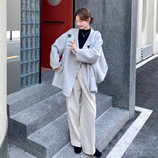 轻熟风立领呢大衣女2025秋冬新款高级感宽松显瘦小个子毛呢外套，女装毛呢外套，2D014