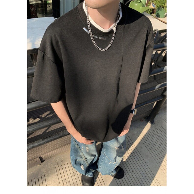 夏季高质量男生男款假两件短袖上衣T恤潮牌流行时尚款上衣,男装T恤,星座1013