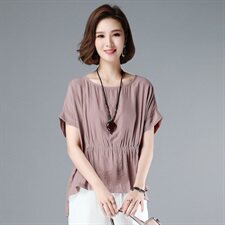 T恤圆领低领纯色宽松自然舒适2021年夏季，女装T恤，奕阳依阁
