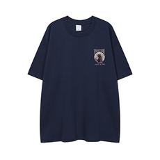 白底23新款夏季时尚百搭宽松圆领印花纯棉短袖T恤T6098P25控38，男装T恤，电商A268-1