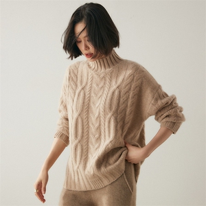 松弛感~重磅五针加厚~baby小山羊绒衫女半高领宽松慵懒毛衣针织衫图片