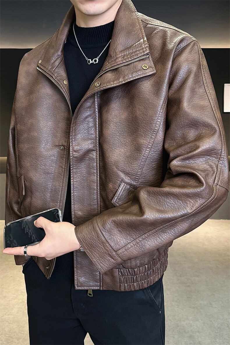 加绒加厚大货加绒皮夹克男装皮衣外套C317-J911-P175,男装夹克,电商C317