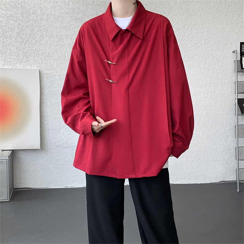 CS1153-特P40控78秋季新款垂感佳新中式衬衫宽松衬衣大码男,男装衬衫,电商A059