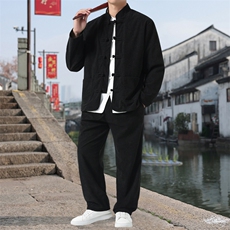 男士外套灯芯绒夹克套装盘扣立领风XZ1512-2501套装-P110，男装休闲套装，星座1512