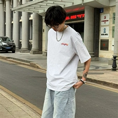 万针全刺绣工艺抖音得物高品质260克重磅纯棉双纱美式高街短袖T恤，男装T恤，电商A486