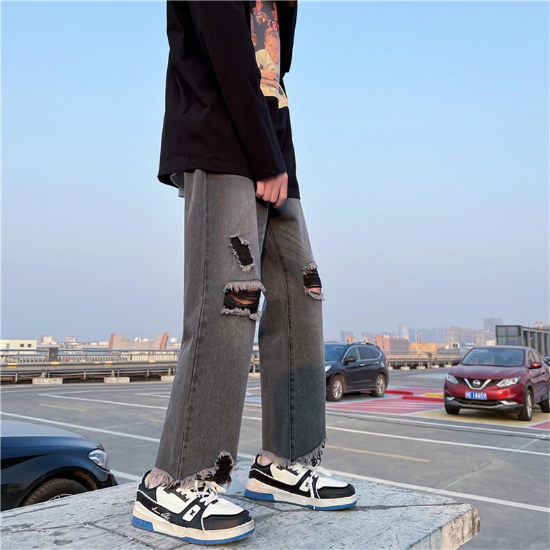 毛边牛仔裤男女中性小脚裤九分D325YD01P45,男装牛仔裤,电商D325