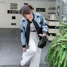 【大货】牛仔刺绣拼皮短外套2C057-918-P175-K288，女装短外套，2C057
