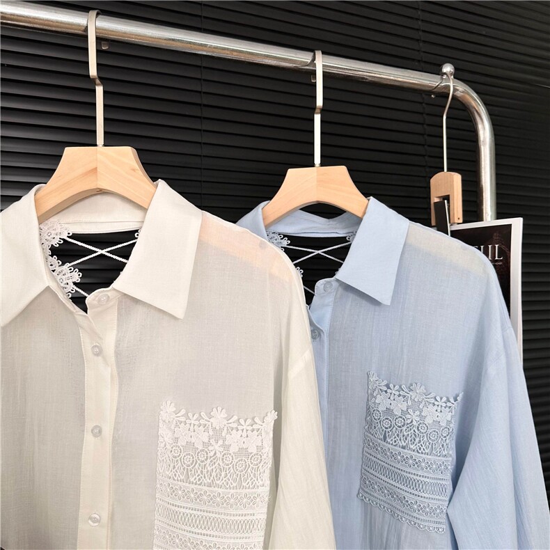 2025年夏季常规休闲长袖百搭简约衬衣,女装衬衫,湘姗