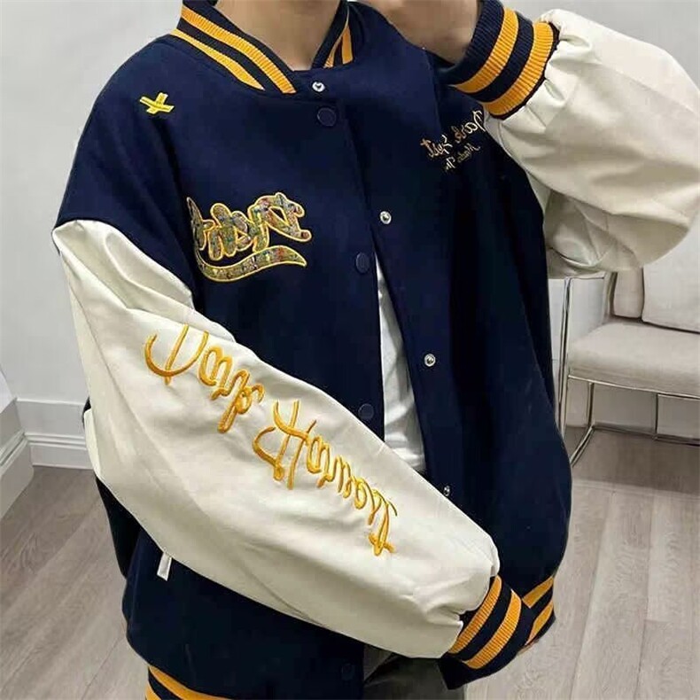 美式复古刺绣撞色棒球服外套2026新款春秋青少年小众潮牌夹克上衣,男装夹克,星座715-4