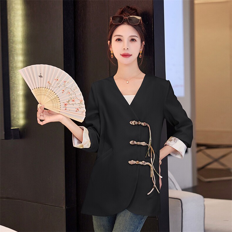 【专柜25春新款】新中式国风别致绝美高级V领西装外套女西服07,女装西装,铭街依杨