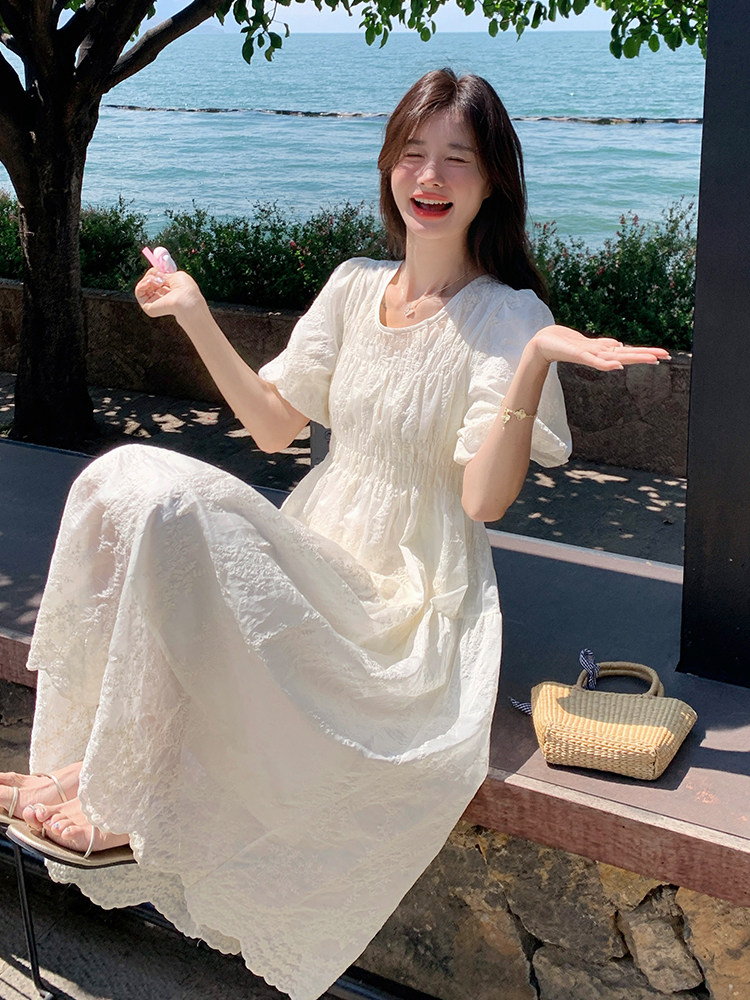 连衣裙女夏季2025新款温柔风法式度假风仙女裙,女装连衣裙,欣美人