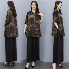 套装/套裙2021年夏季时尚气质百搭优雅印花简约两件套，商品下架区，华秀衣