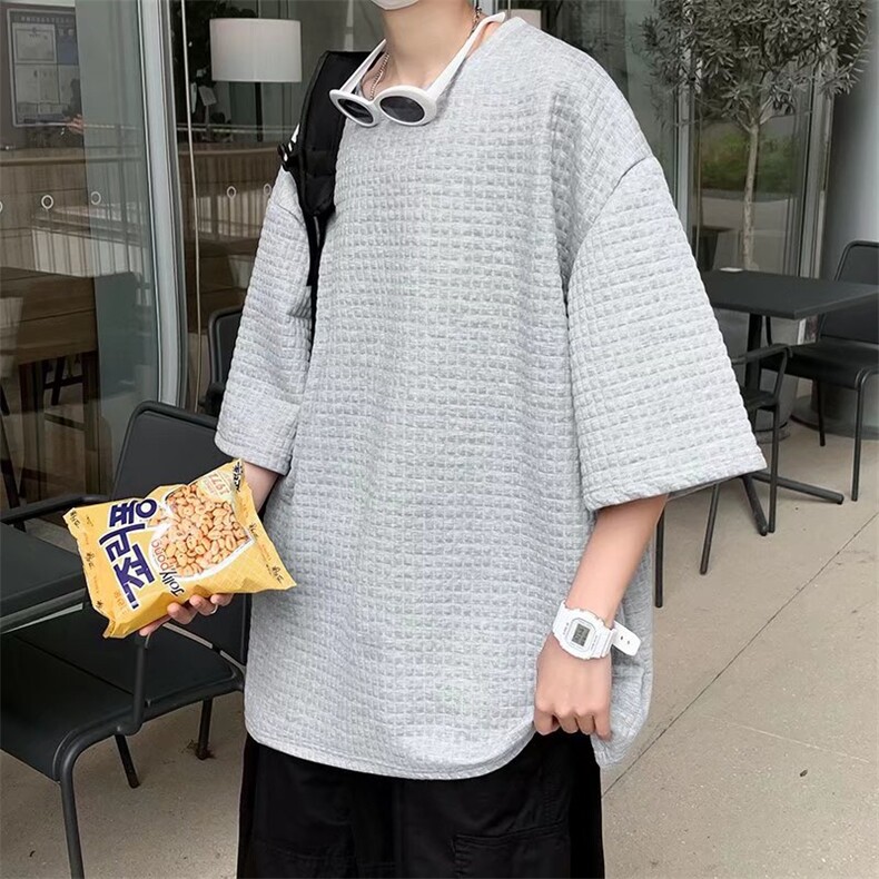 男圆领T恤宽松短袖华夫格短袖T988P26,男装T恤,星座1116-2