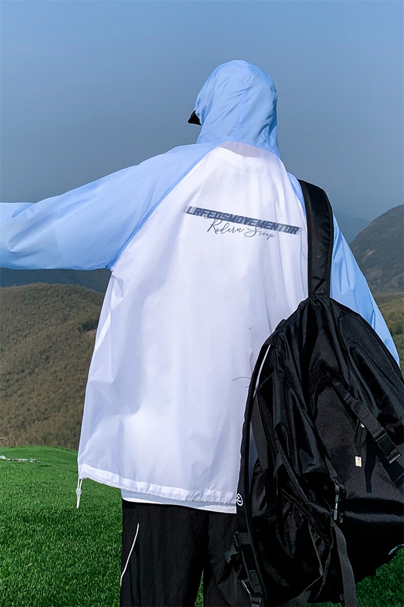 时尚防晒服拼色美式防紫外线薄款UPF50+凉感防晒衣F61401-P65控88,男装防晒衣,电商A268A