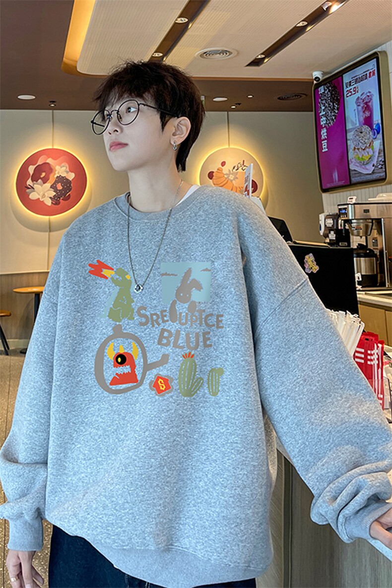 ！圆领卫衣男装港风长袖T恤男外套男WY236-特P23,男装T恤,电商B367