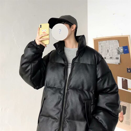 冬季新款棉袄男士外套短款棉服韩版潮流皮面棉衣情侣装MY14-p90图片