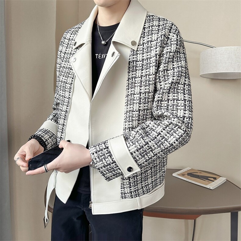 店主风~秋季小香风拼接机车服夹克外套K530/P125,男装夹克,电商B331