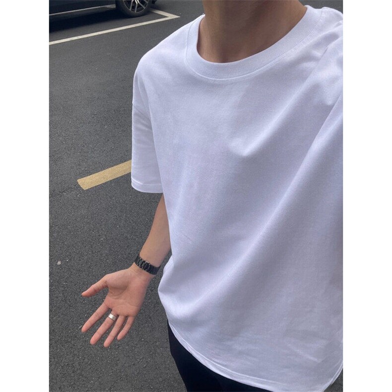 美式cleanfit夏季纯色打底基础款正肩T恤男收袖口短袖修身TW51,男装T恤,星座1116A（原606A-3）