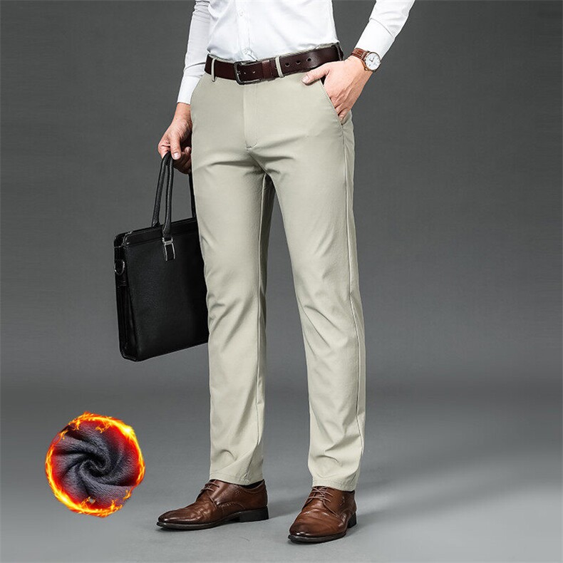 加绒加厚免烫西裤男冬季保暖休闲修身直筒长裤商务西装裤6018现货，男装西裤，星座224-1