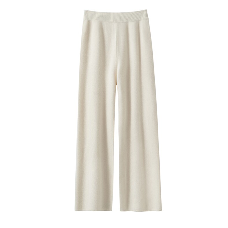针织阔腿裤女2025秋冬新款显瘦保暖高腰垂感直筒裤小个子拖地裤新，女装休闲裤，艾森羊绒