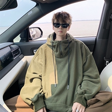8XL-M大码摇粒绒卫衣套头连帽半拉链宽松美式复古外套WY9103/P68，女装短外套，电商B238