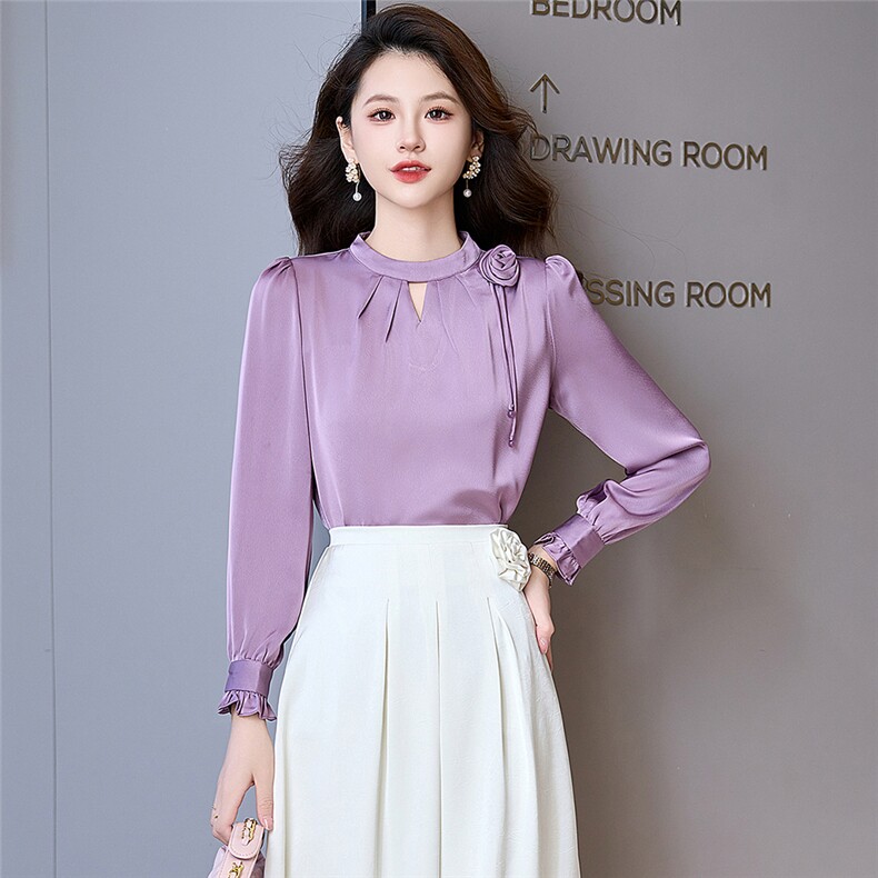 BAO现货2026秋季新款时尚气质优雅女高级感减龄显瘦长袖百搭衬衣,女装衬衫,卡杰菲