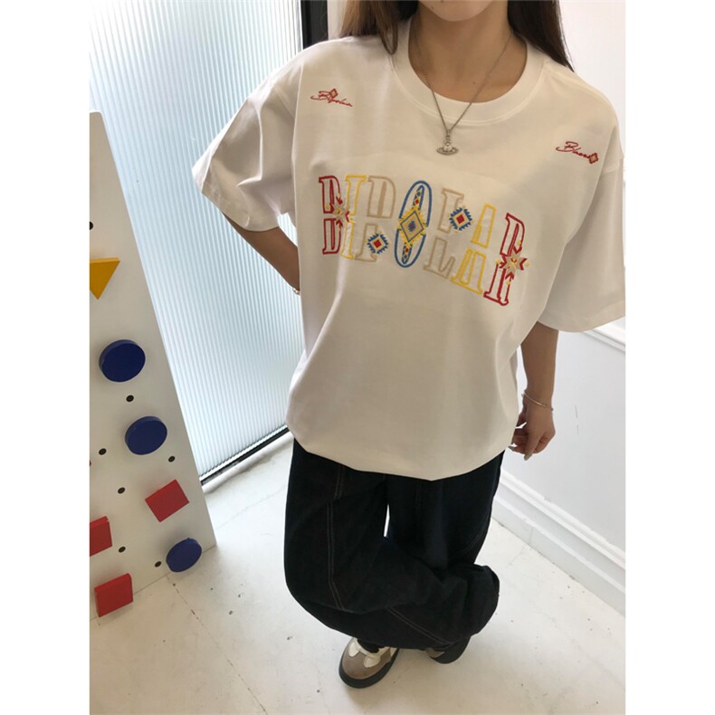 网图有货夏季民族图腾锁链刺绣宽松短袖t恤男女情侣上衣A506-P35,男装T恤,星座1505