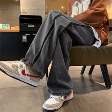 松紧抽绳宽松阔腿直筒裤休闲水洗牛仔裤N039-P45，男装牛仔裤，星座308B-1