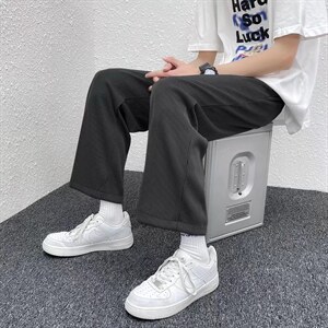 夏运动男直筒垂感ins潮牌港风冰丝螺纹休闲裤FK23P25,男装休闲裤,星座1116-2