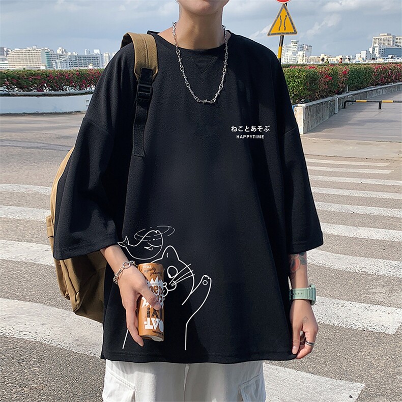 Q11133-P30春夏季七分袖t恤男大码五分袖男短袖中袖,男装T恤,电商A040