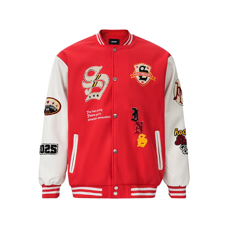 潮牌情侣美式植绒毛巾刺绣棒球服休闲夹克外套JK720-P70，男装夹克，星座308B-2