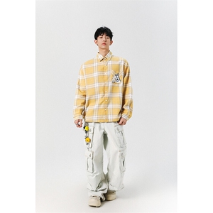 8XL-M 小狗格子衬衫男长袖2025春情侣款寸衣宽松衬衣CS519P58控78图片
