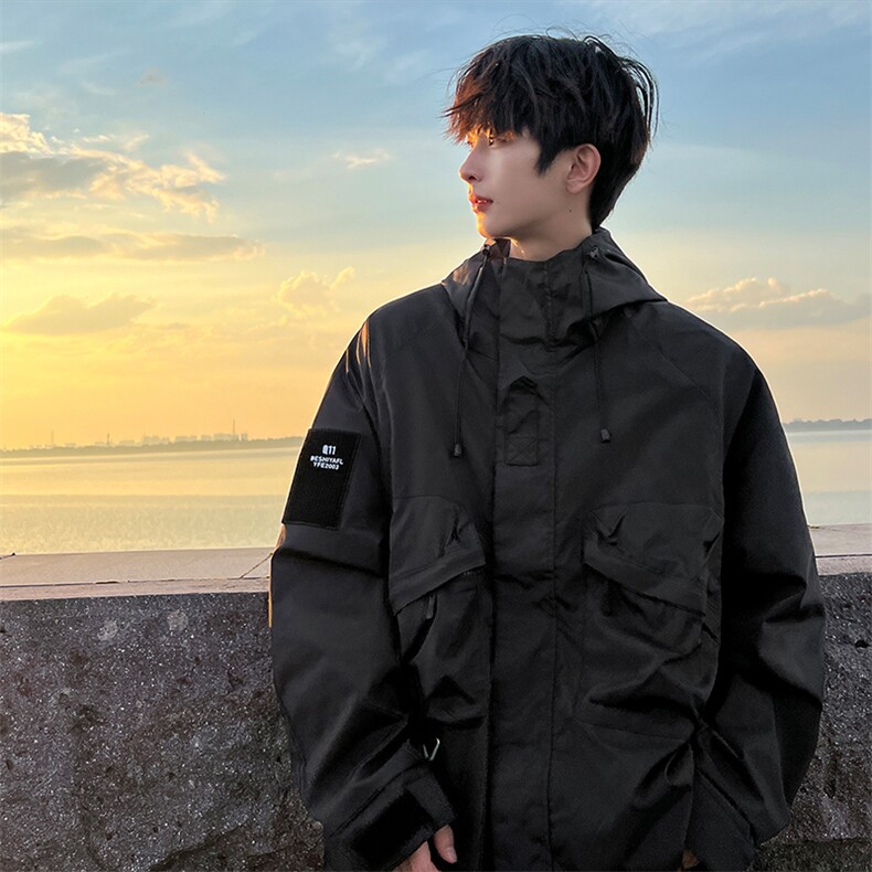 8XL-M特大码冲锋衣防水宽松工装风男夹克外套JK1306P90控118,男装夹克,电商D206-1