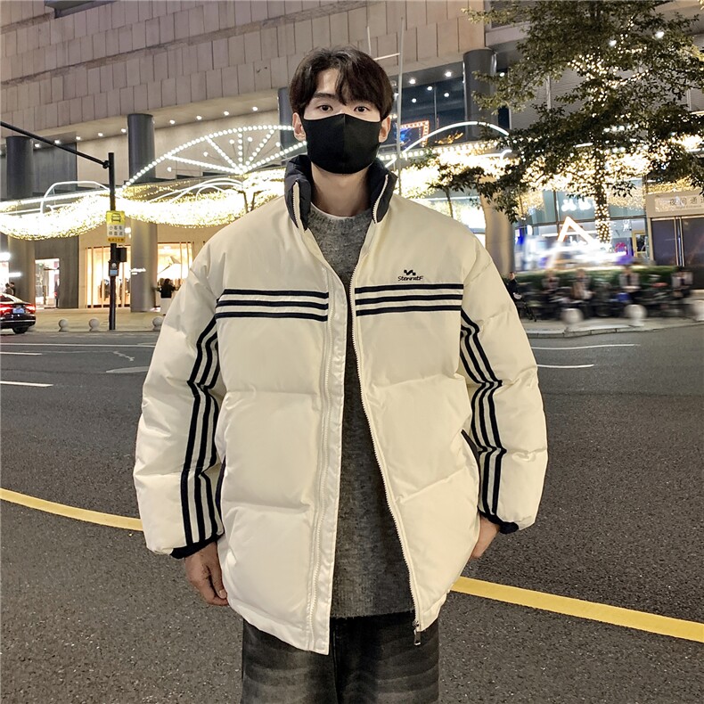 情侣装冬装美式条纹织带棉服刺绣logo棉衣休闲外套女G1100P118,男装棉衣,电商A339