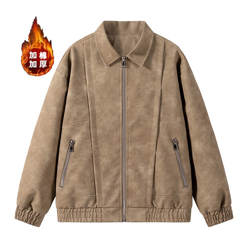 wassuphappy黑色夹克男款春秋季潮流翻领宽松痞帅上衣服休闲外套,男装棉衣,星座109