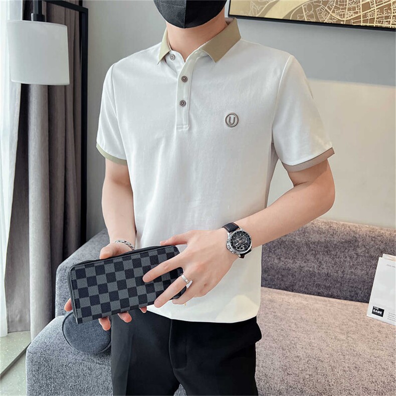 高品质主推夏季字母立体刺绣翻领短袖T恤Polo衫体恤T066-P45,男装T恤,电商D342