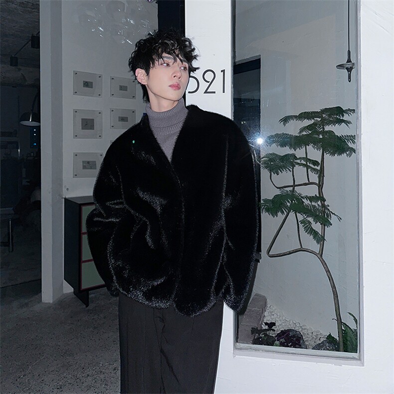 水貂绒皮毛一体外套男冬季2025新款环保皮草短款毛绒上衣MY661,男装夹克,星座903-1